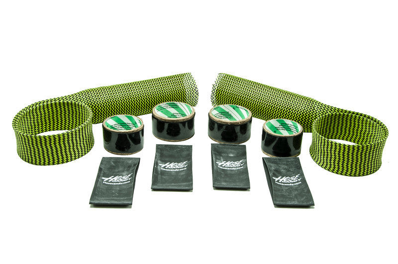 Upper Radiator Hose Skin Kit- Carbon Fiber/Kevlar Includes Upper & Lower Skins & Boa Clamps GREEN