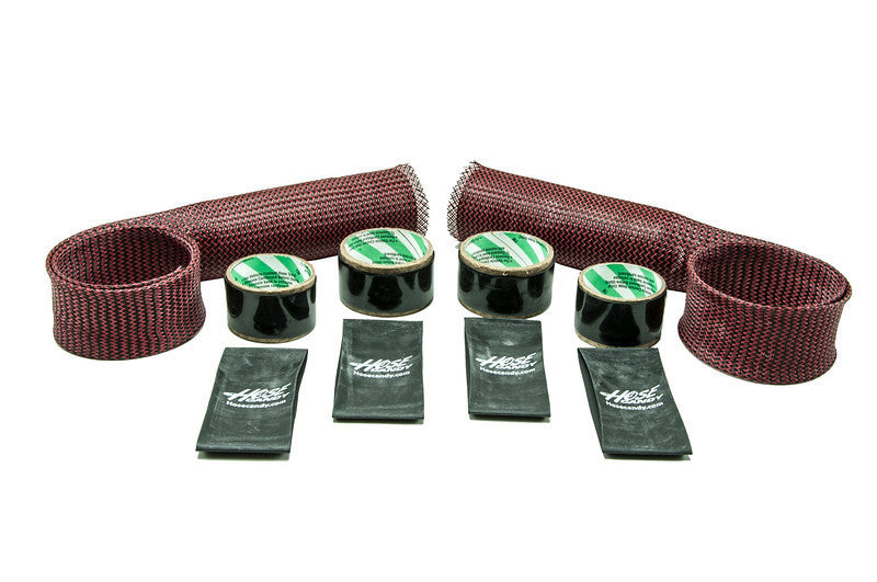 Upper Radiator Hose Skin Kit- Carbon Fiber/Kevlar Includes Upper & Lower Skins & Boa Clamps RED